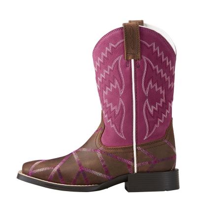 Ariat Twisted Tycoon Kahverengi / Mor Pembe Western Csizma Çocuk (26653-300)